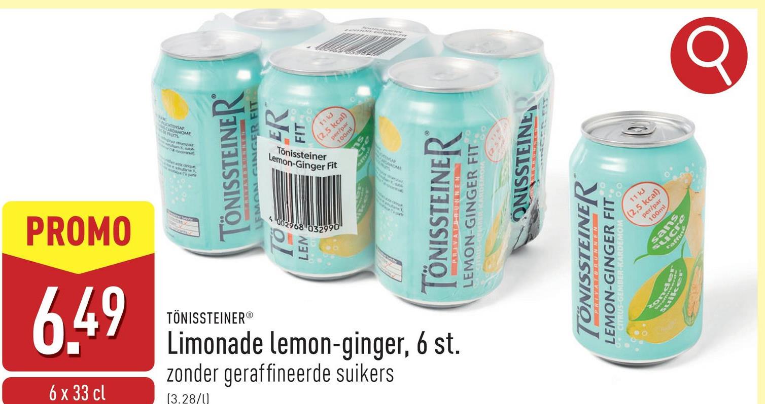 Limonade lemon-ginger, 6 st. met citroen, gember en een vleugje kardemom, zonder geraffineerde suikers