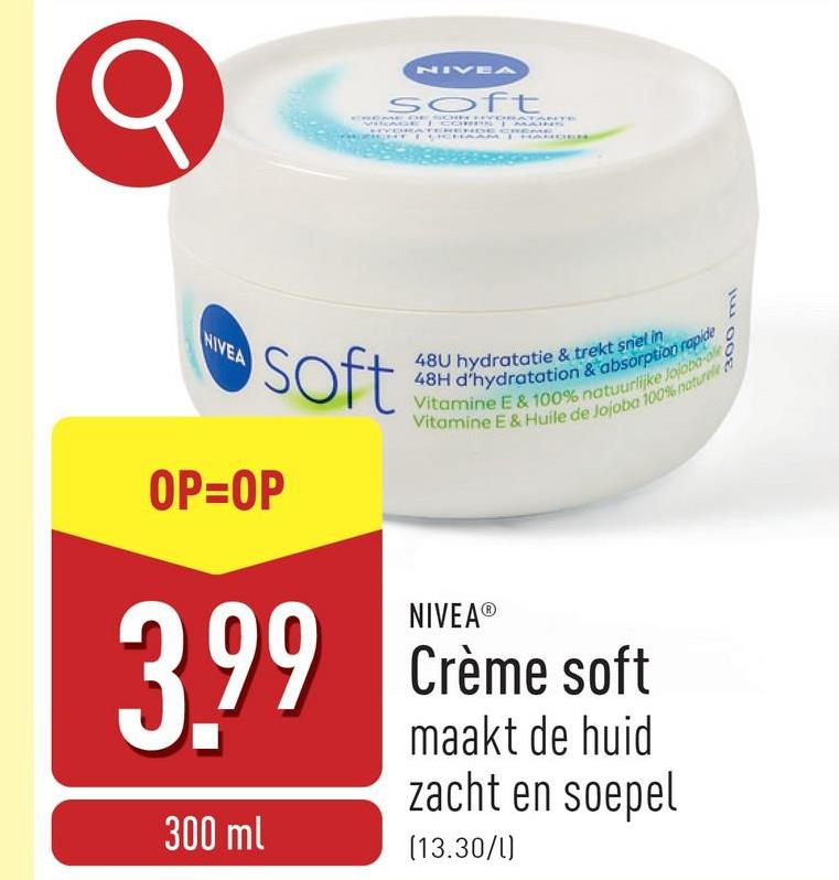 Soft-crème maakt de huid zacht en soepel