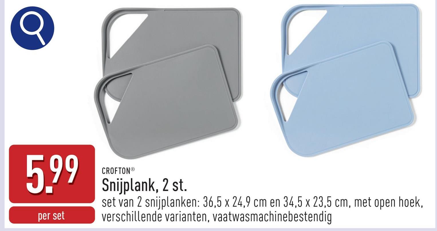 Snijplank, 2 st. set van 2 snijplanken: 36,5 x 24,9 cm en 34,5 x 23,5 cm, met open hoek, keuze uit verschillende varianten, vaatwasmachinebestendig