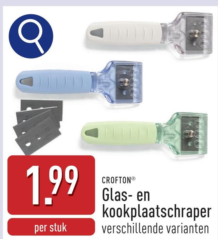 Glas- en kookplaatschraper keuze uit verschillende varianten, incl. 4 messen