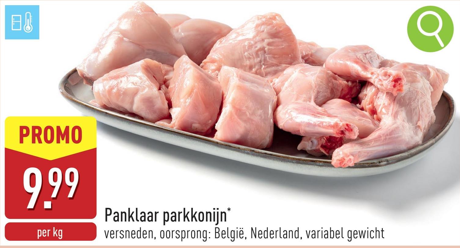 Panklaar parkkonijn versneden, oorsprong: België, Nederland, variabel gewicht