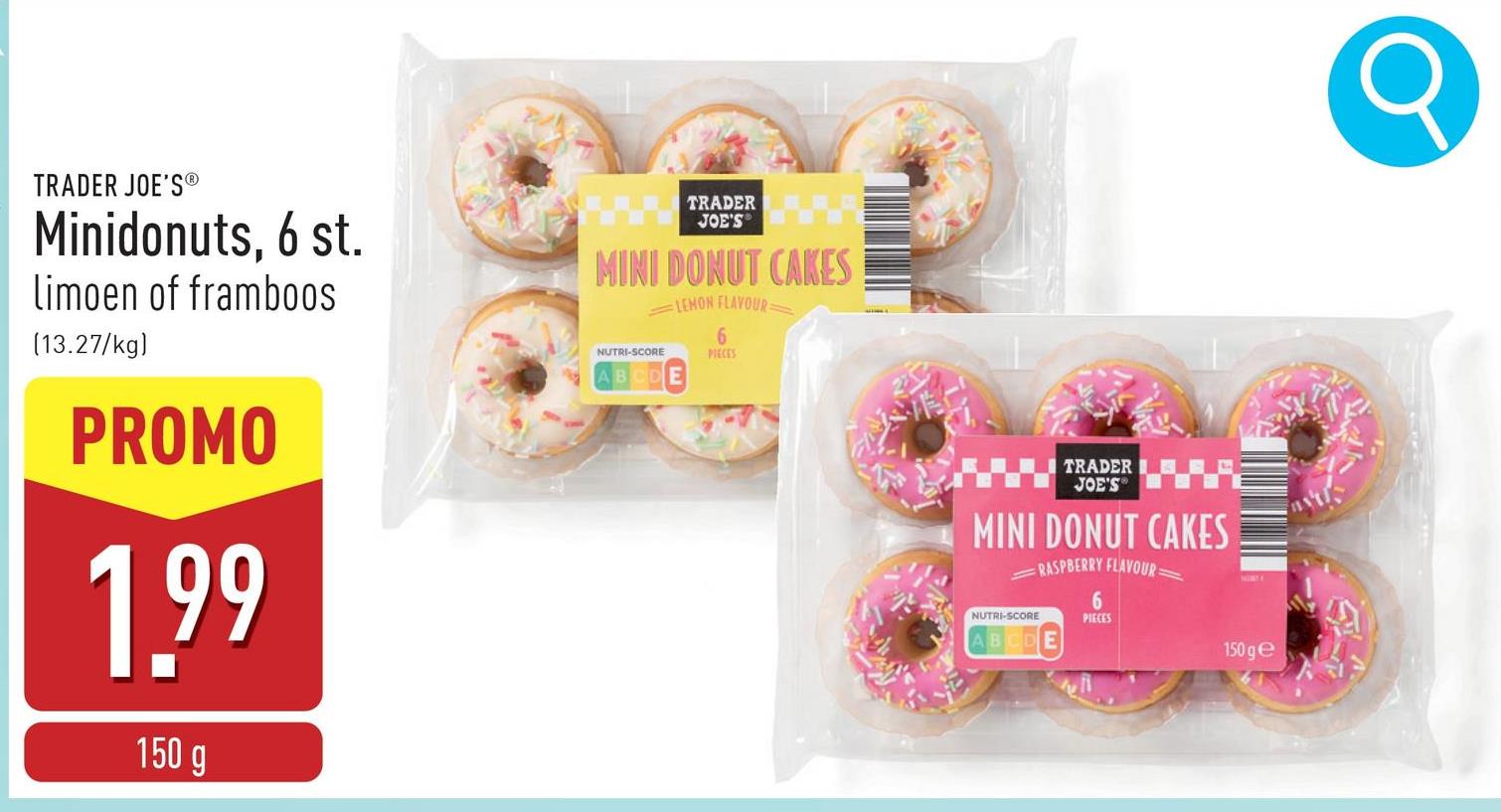 Minidonuts, 6 st. keuze uit limoen en framboos