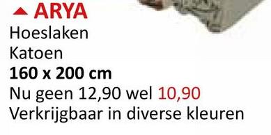 ARYA
Hoeslaken
Katoen
160 x 200 cm
Nu geen 12,90 wel 10,90
Verkrijgbaar in diverse kleuren