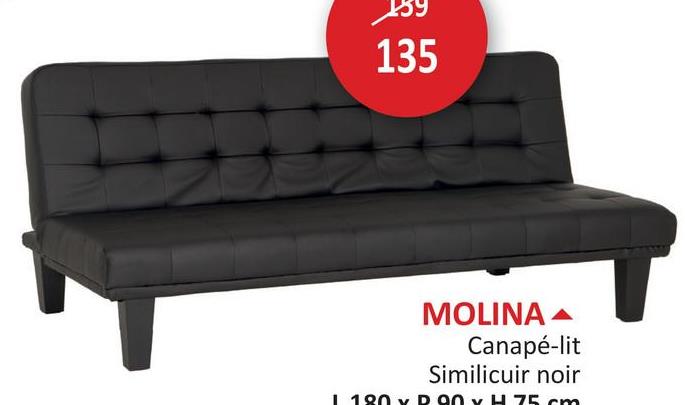 135
MOLINA
Canapé-lit
Similicuir noir
180 x 90 x H 75 cm