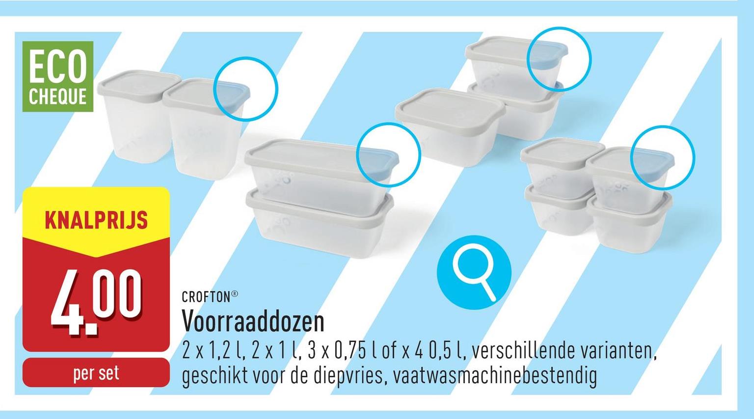 Voorraaddozen polypropeen, keuze uit 2 dozen van 1200 ml, 3 dozen van 750 ml, 4 dozen van 500 ml en 2 dozen van 1000 ml, keuze uit verschillende varianten, geschikt voor de diepvries, vaatwasmachinebestendig