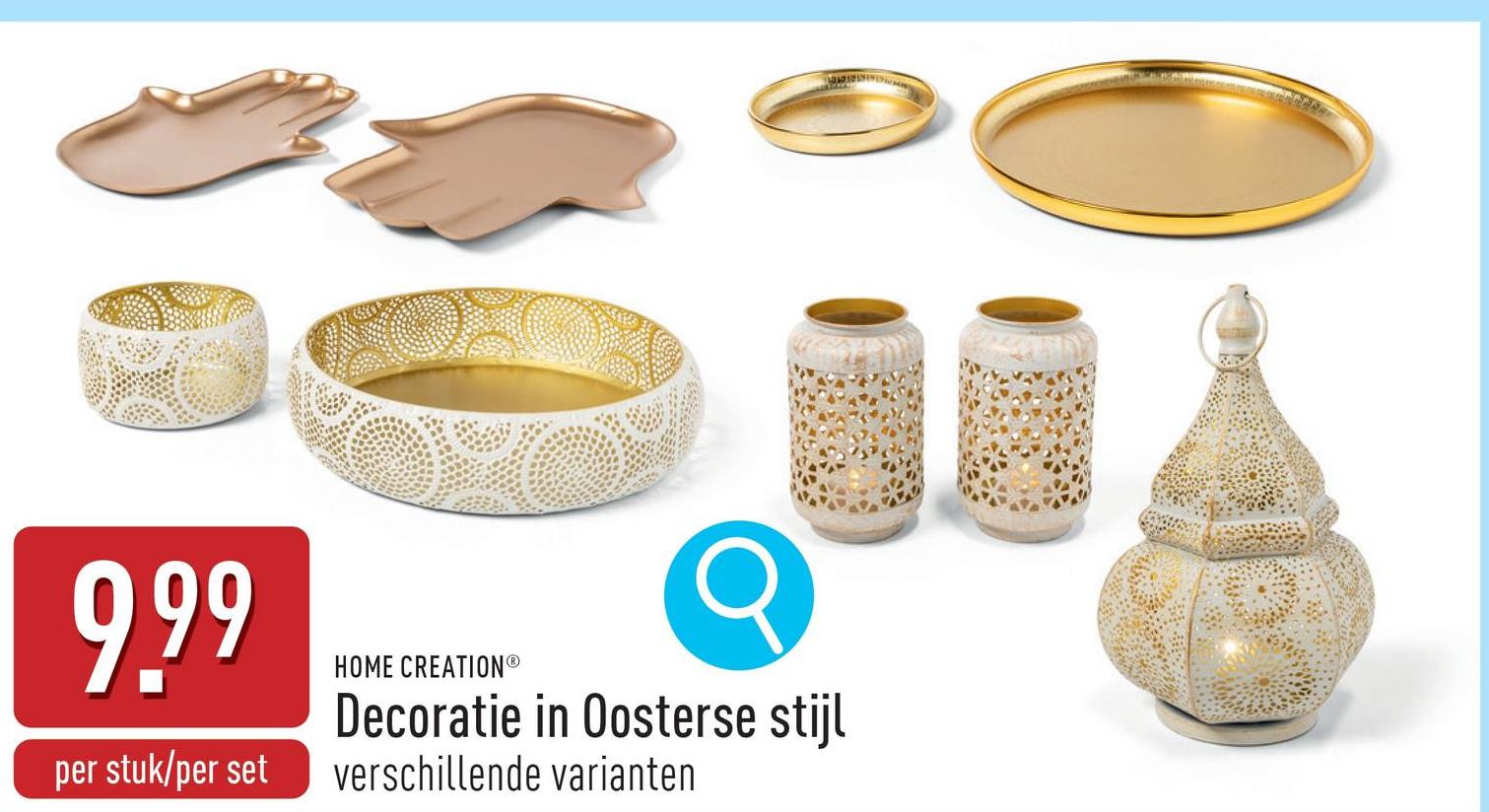 Decoratie in Oosterse stijl keuze uit ledlantaarn: diameter: 20 x 30 cm, geschikt voor binnen en buiten, incl. batterijen (2 x AA), 3 jaar garantie, ledlantaarn, 2 stuks: diameter: 9 x 15 cm, geschikt voor binnen en buiten, incl. 2 knoopcelbatterijen, 3 jaar garantie, decoratief dienblad, 2 stuks: diameter: 30 cm en 15 cm, decoratieve schalen, 2 stuks: diameter: 15 x 8 cm en 30 x 8 cm en decoratieve schalen in handvorm, 2 stuks: 24,5 x 30 x 2,5 cm en 22 x 26 x 2 cm