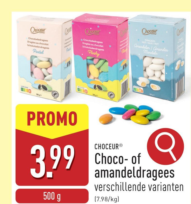 Choco- of amandeldragees keuze uit verschillende varianten