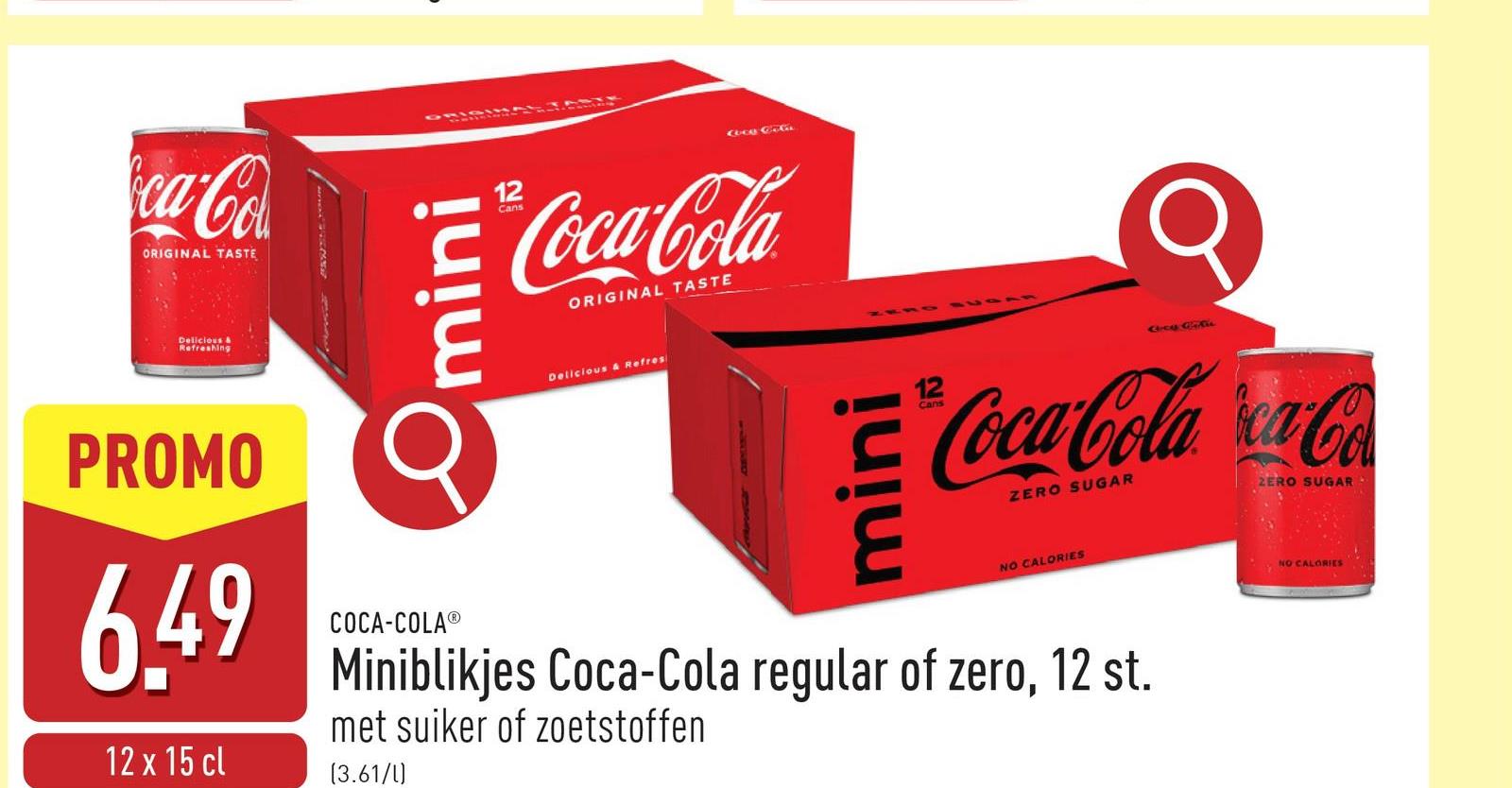 Miniblikjes Coca-Cola zero, 12 st. met zoetstoffen