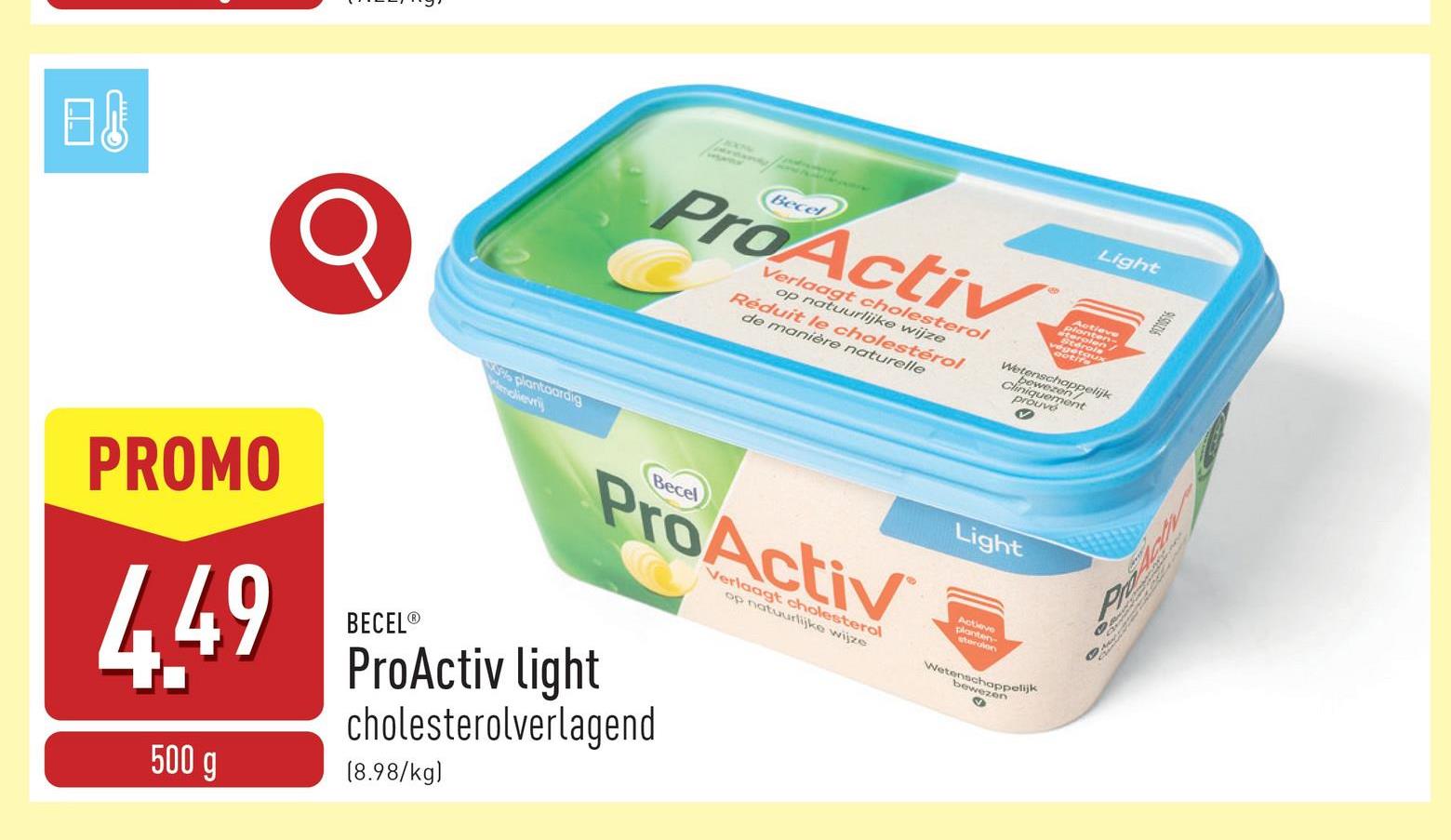 ProActiv light 100 % plantaardig, smeerbaar product dat actief het cholesterol verlaagt dankzij plantensterolen