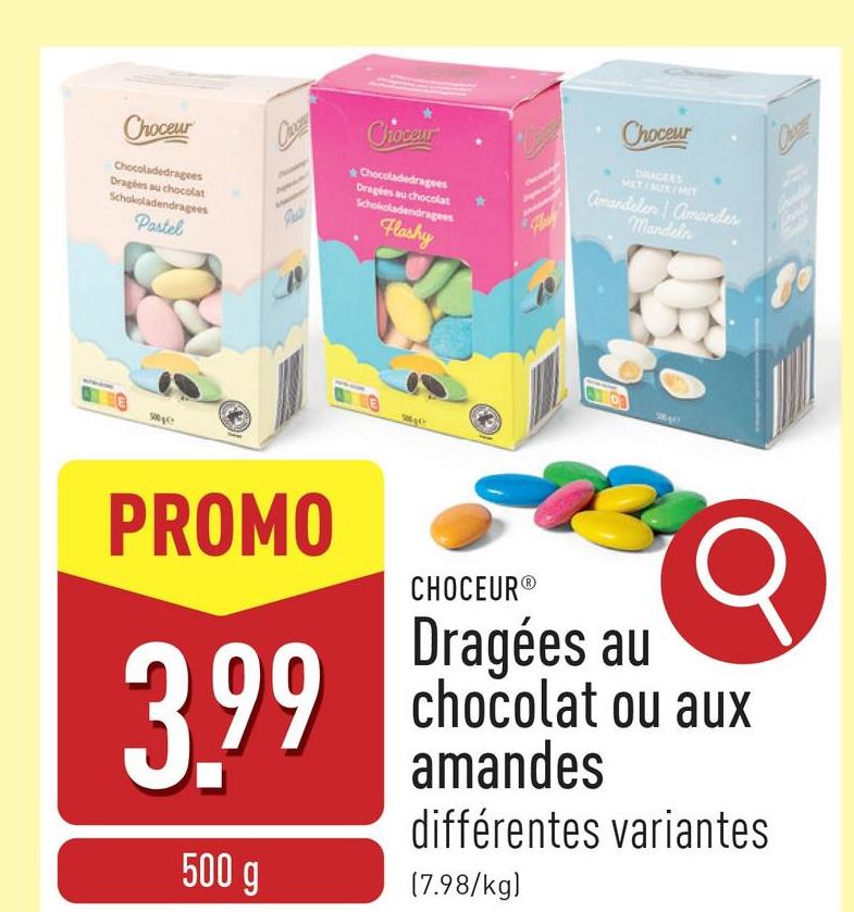 Dragées au chocolat ou aux amandes choix entre différentes variantes