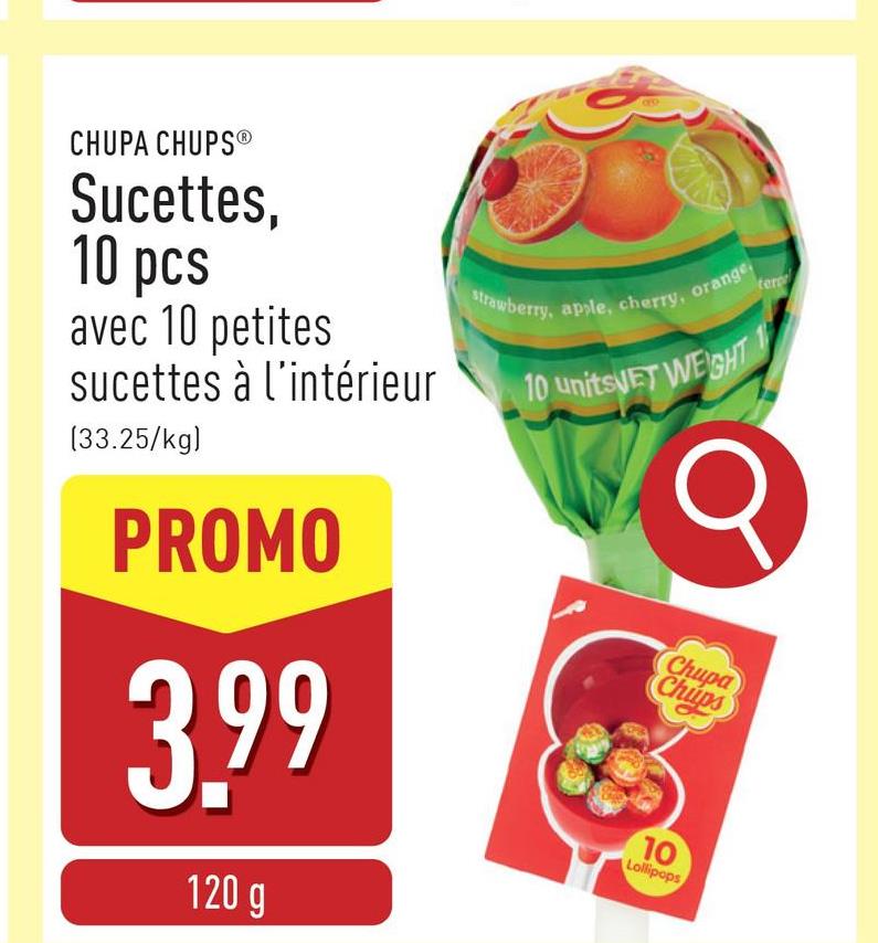 Sucettes, 10 pcs grande Chupa Chups avec 10 petites sucettes à l'intérieur