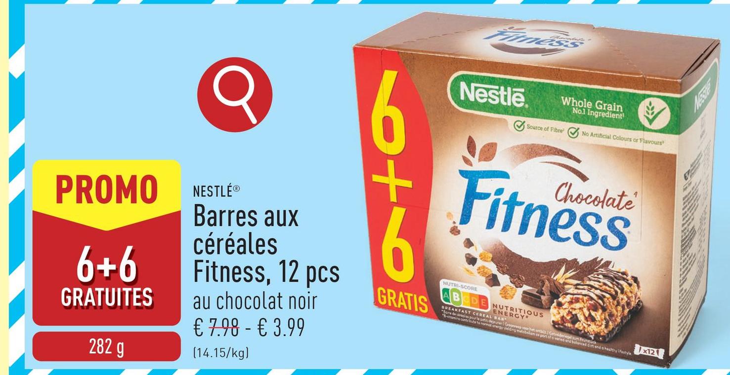 Barres aux céréales Fitness, 12 pcs au chocolat noir