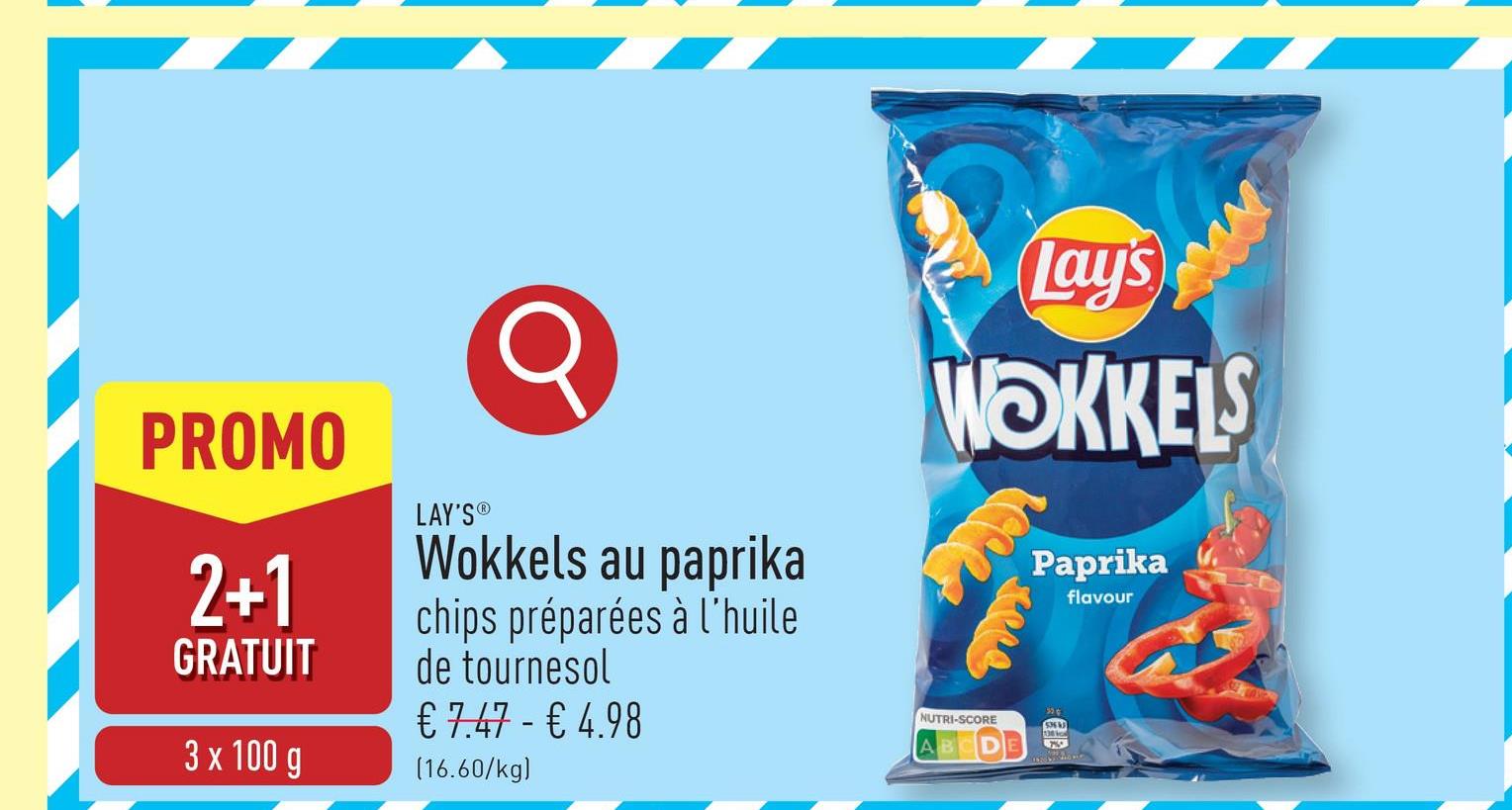 Wokkels au paprika chips préparées à l'huile de tournesol