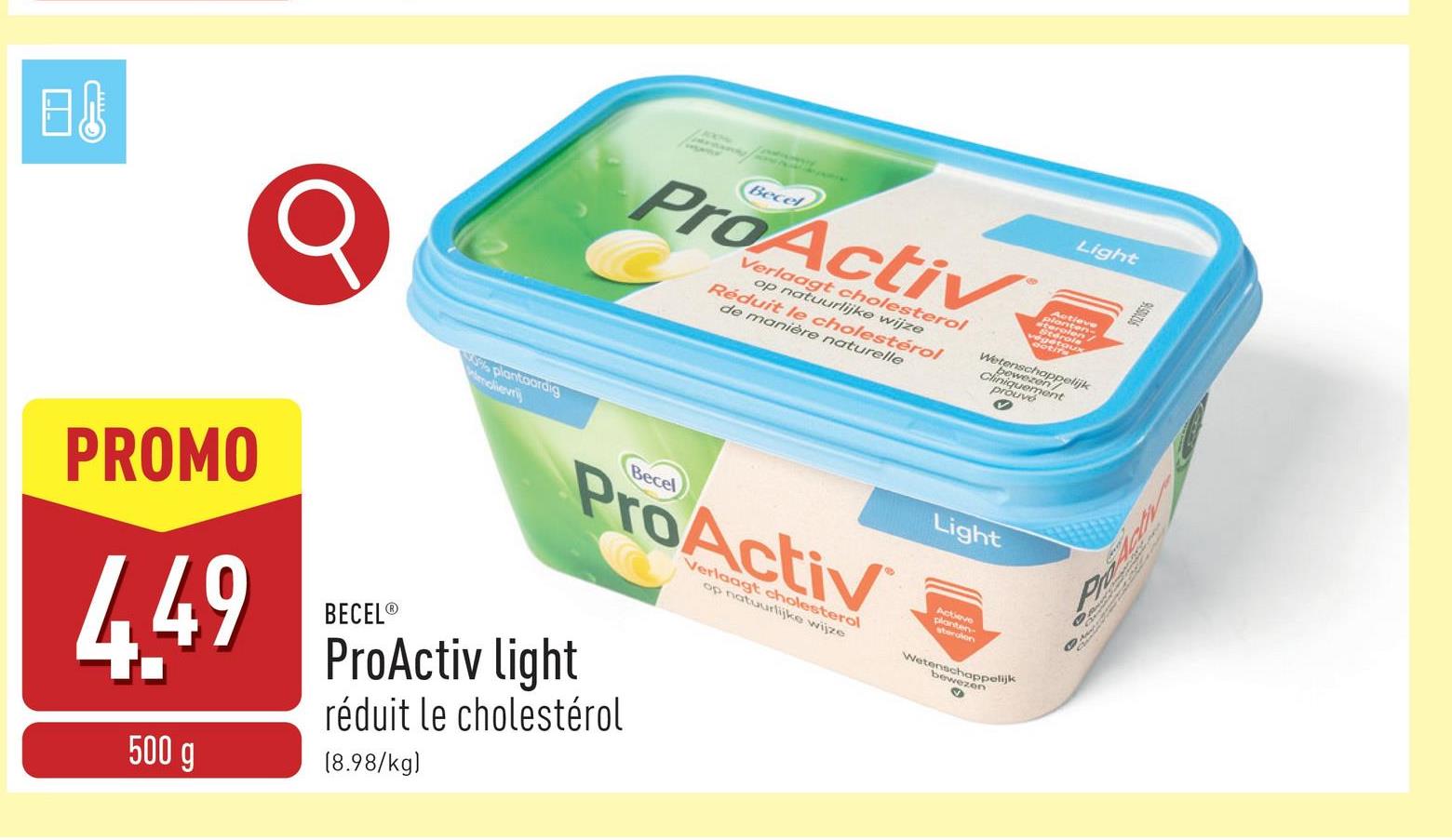 ProActiv light produit à tartiner 100 % végétal qui diminue activement le cholestérol grâce aux stérols végétaux