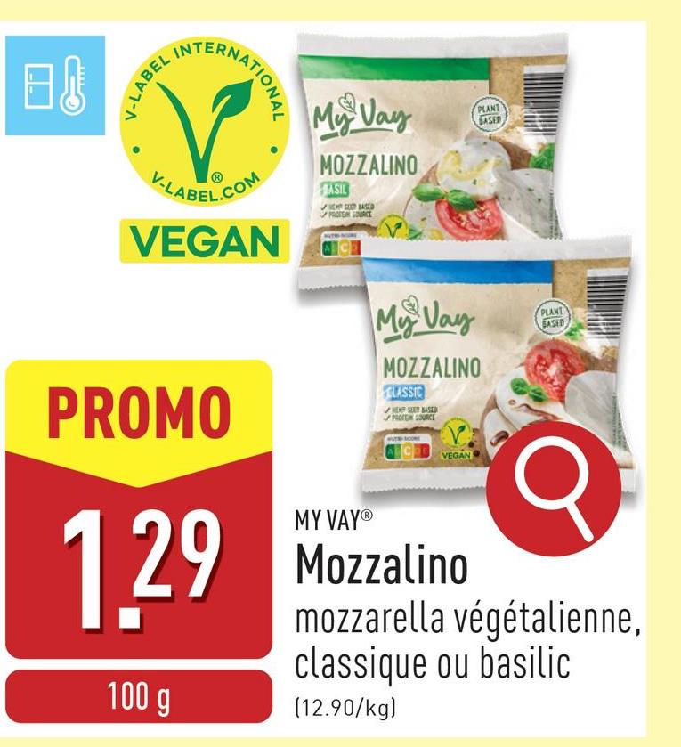 Mozzalino mozzarella végétalienne à base de graines de chanvre, choix entre classique et basilic