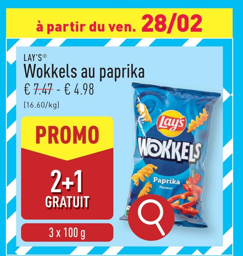 Wokkels au paprika chips préparées à l'huile de tournesol