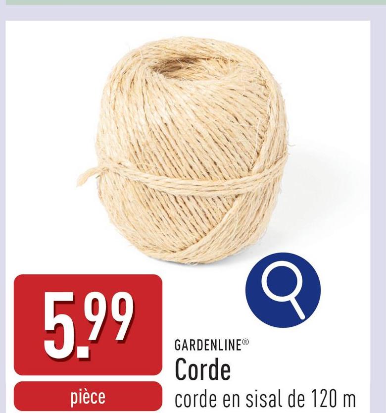 Corde corde en sisal de 120 m, 100 % naturelle