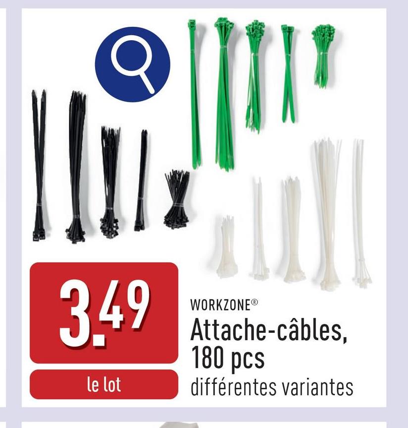 Attache-câbles, 180 pcs lot de différentes dimensions, ne conviennent pas aux installations électriques, choix entre différentes variantes