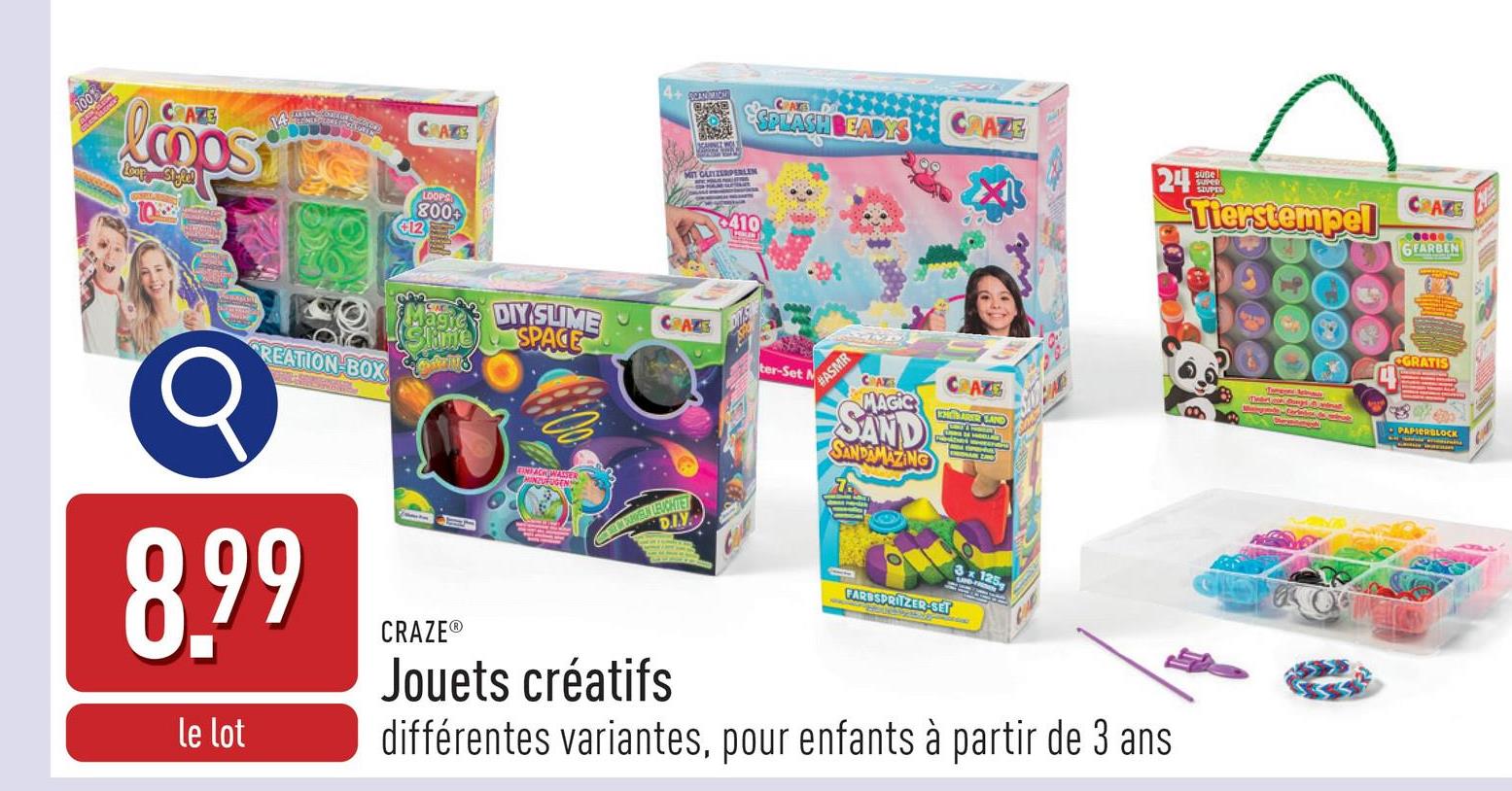 Jouets créatifs choix entre différentes variantes, conviennent aux enfants à partir de 3 ans