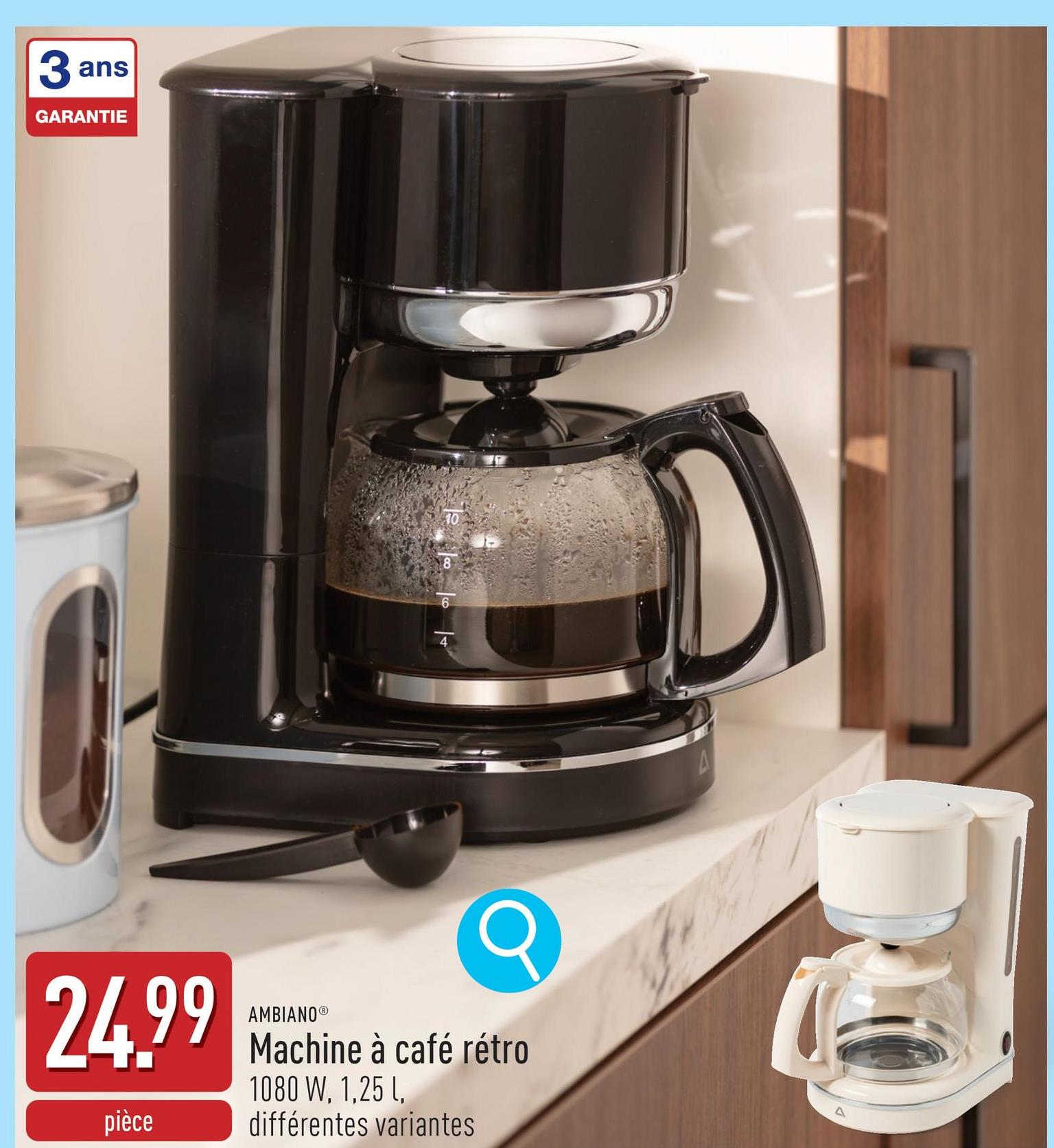 Machine à café rétro 915-1080 W1,25 lcuillère graduée incl.convient aux filtres 1 x 4choix entre différentes variantes