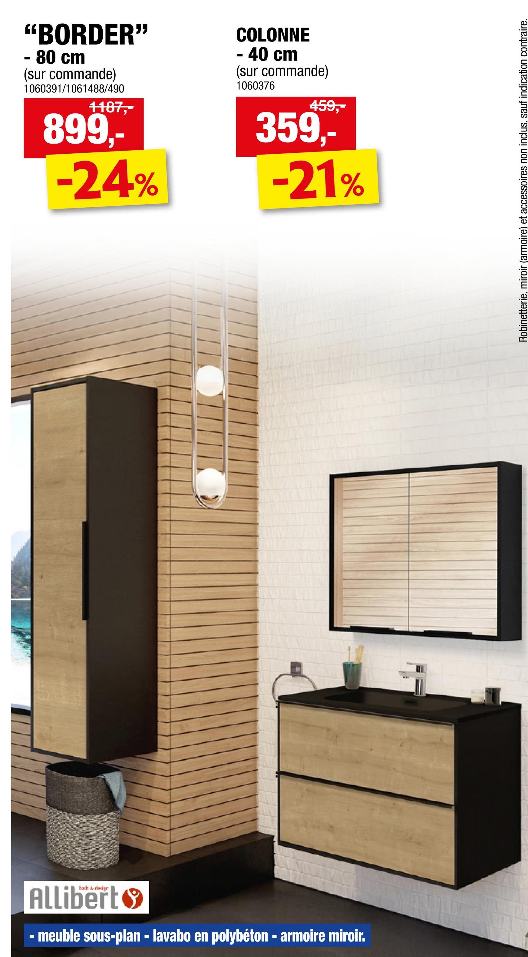 Allibert Border meuble lavabo 80cm 2 tiroirs chêne/noir Grâce à  sa finition en chêne et à  ses détails noirs, le meuble lavabo Border de'Allibert permet de créer une salle de bains tendance. Les 2 tiroirs Soft Close sont dépourvus de poignée, ce qui confère au meuble un aspect élégant. Le meuble a une largeur de 80cm.<CRLF><ul><CRLF>	<li>2 tiroirs Soft Close</li><CRLF>	<li>Sans poignée</li><CRLF>	<li>Facile d'entretien</li><CRLF>	<li>Préassemblé</li><CRLF></ul><CRLF>Ce meuble lavabo fait partie d'un meuble de salle de bains. Les pièces assorties du meuble se trouvent dans la rubrique accessoires. Cet article n'est pas toujours compatible avec d'autres meubles de salle de bains.