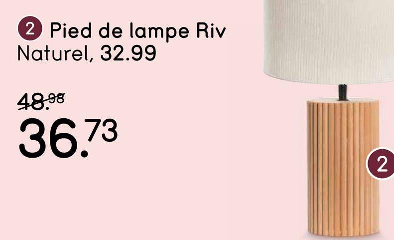 Pied de lampe Riv - bois de couleur naturelle - E27 - 31xØ12 cm