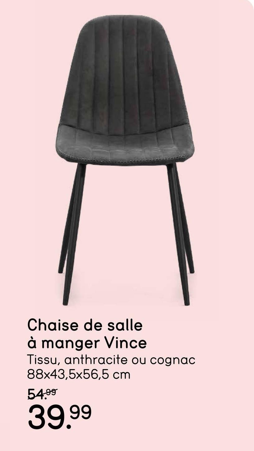 Chaise de salle à manger Vince - tissu - couleur anthracite