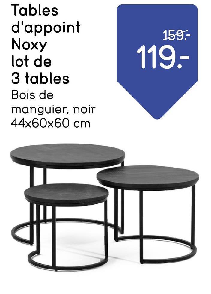 Tables d'appoint Noxy - bois de manguier - lot de 3