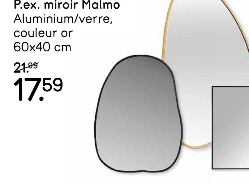 Miroir Malmo - métal doré - 60x40 cm