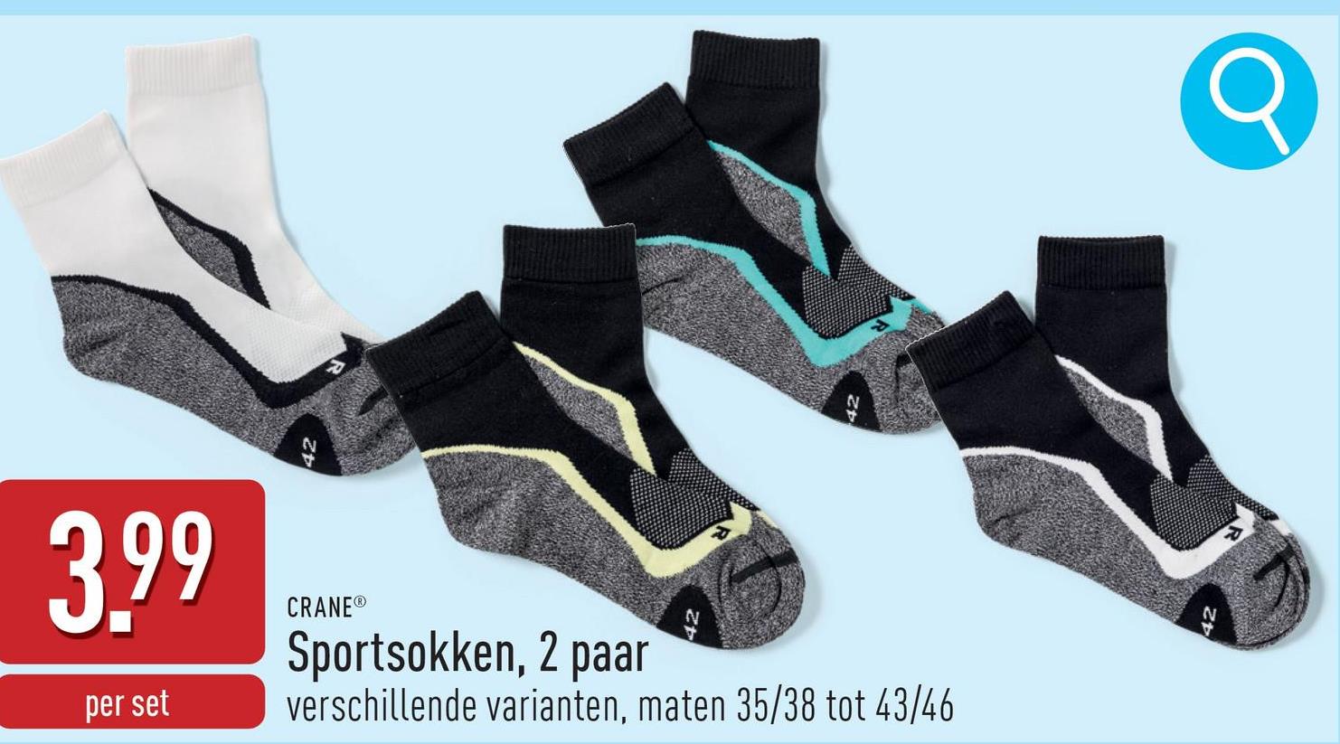 Chaussettes de sport 2 paires polyamide (Tactel®)/polyester (Coolmax®)/élasthanne (Lycra®), choix entre différentes variantes, pointures 35/38 à 43/46, certifiées OEKO-TEX®