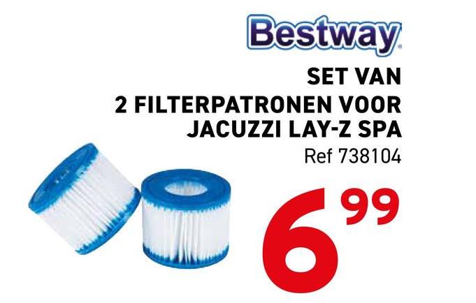 Bestway
SET VAN
2 FILTERPATRONEN VOOR
JACUZZI LAY-Z SPA
Ref 738104
11/86°
699