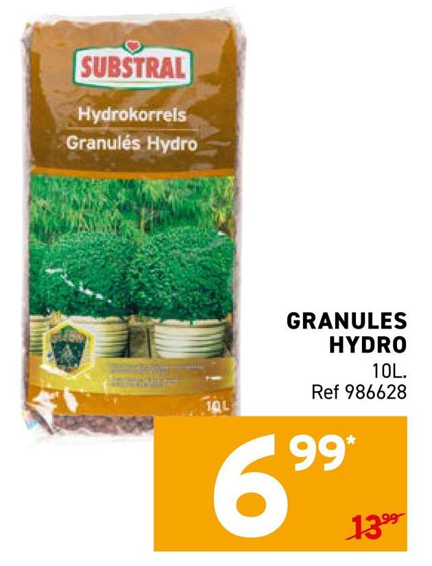 SUBSTRAL
Hydrokorrels
Granulés Hydro
10L
GRANULES
HYDRO
10L.
Ref 986628
99*
6°
1399