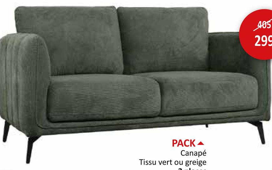 PACK
Canapé
Tissu vert ou greige
405
299