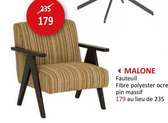 235
179
MALONE
Fauteuil
Fibre polyester ocre
pin massif
179 au lieu de 235