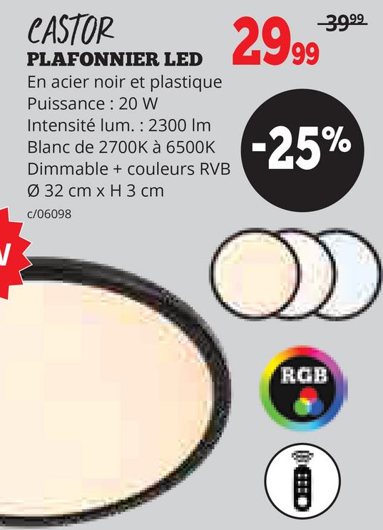 CASTOR PLAFONNIER LED