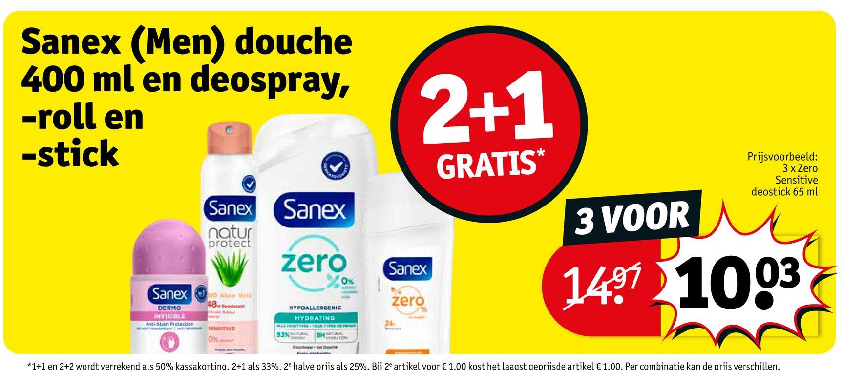 Sanex (Men) douche 400 ml en deospray, -roll en -stick