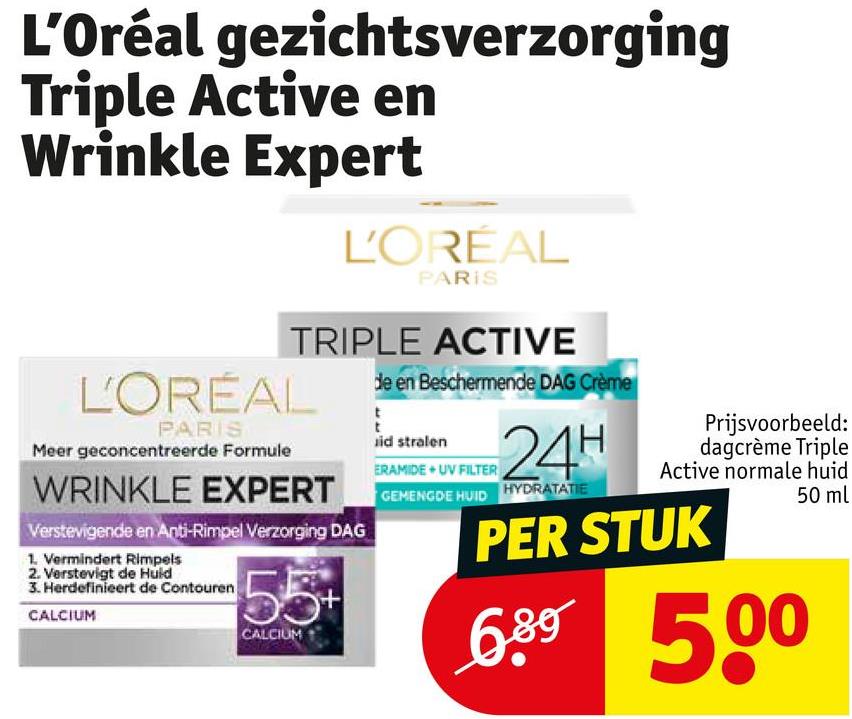 L'Oréal gezichtsverzorging Triple Active en Wrinkle Expert