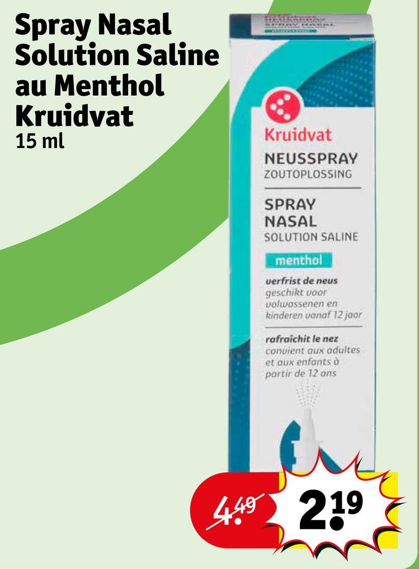 Spray Nasal Solution Saline au Menthol