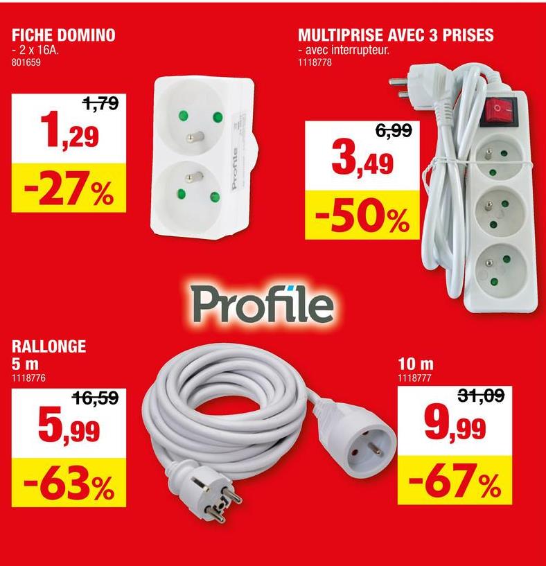 MULTIPRISE AVEC 3 PRISES