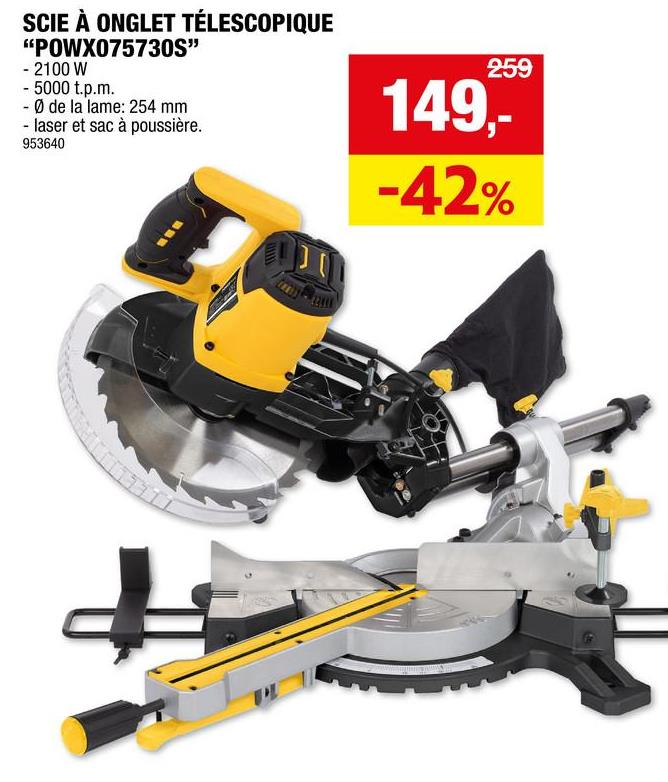 SCIE À ONGLET TÉLESCOPIQUE "POWX075730S"