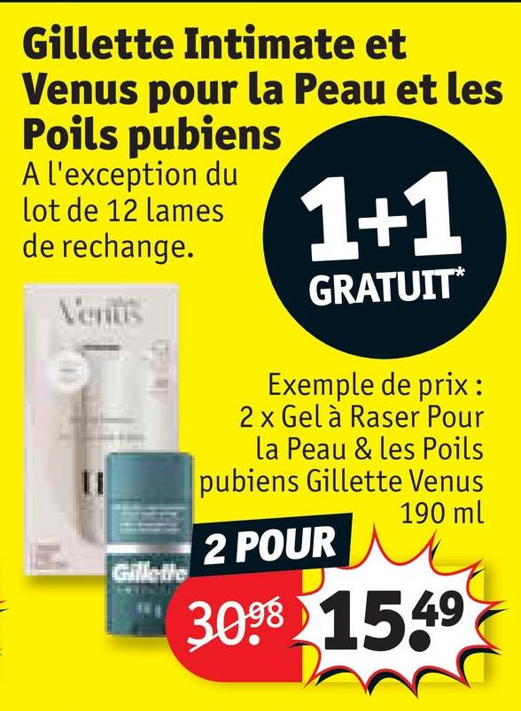 Gillette Intimate et Venus pour la Peau et les Poils pubiens