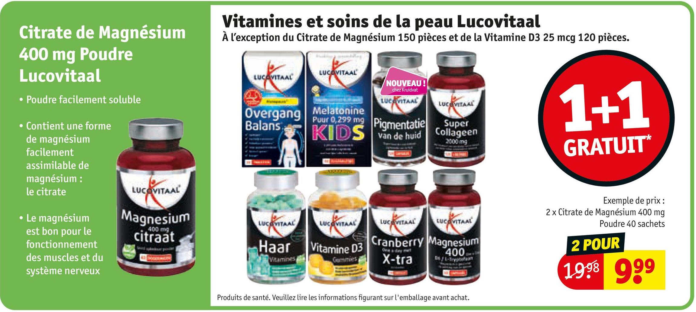 Citrate de Magnésium 400 mg Poudre Lucovitaal