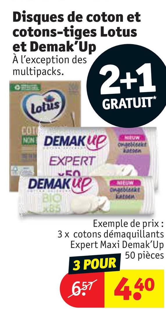 Disques de coton et cotons-tiges Lotus et Demak'Up