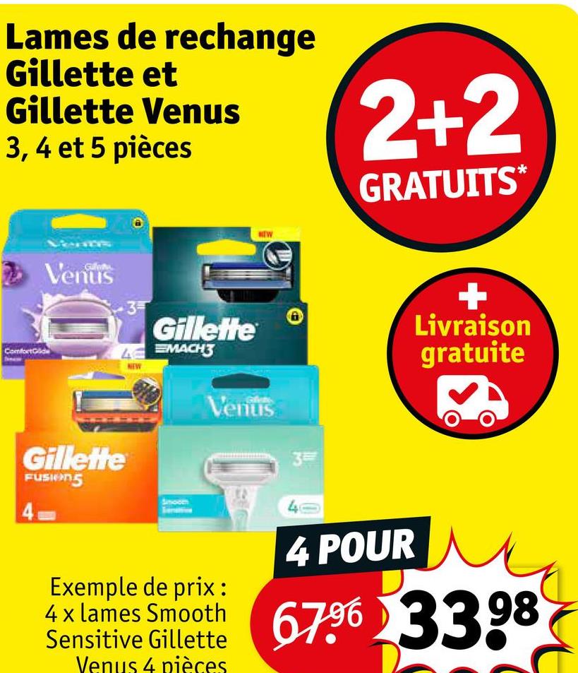 Lames de rechange Gillette et Gillette Venus 3, 4 et 5 pièces