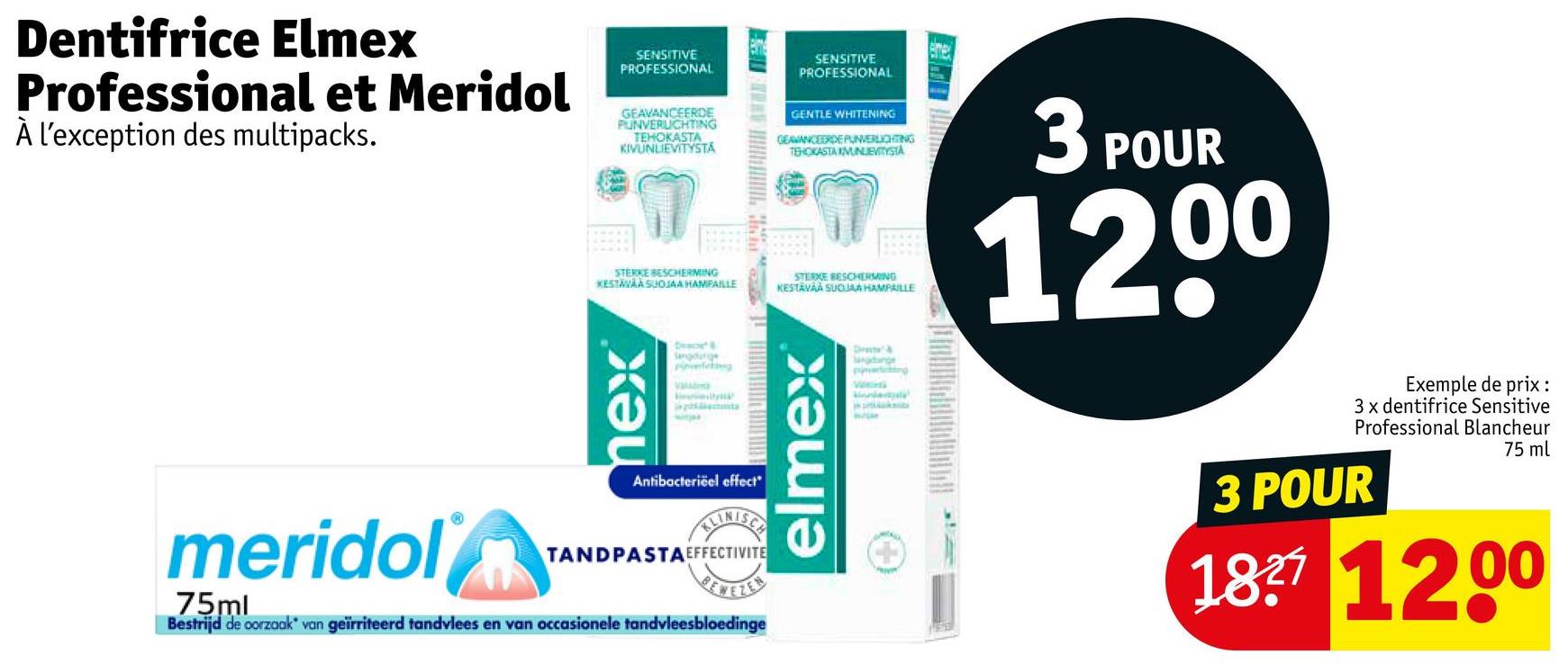 Dentifrice Elmex Professional et Meridol