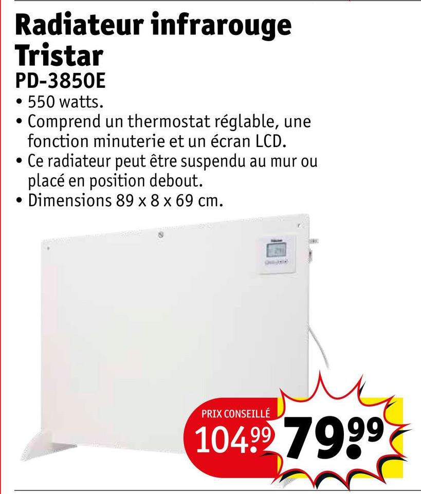 Radiateur infrarouge Tristar PD-3850E