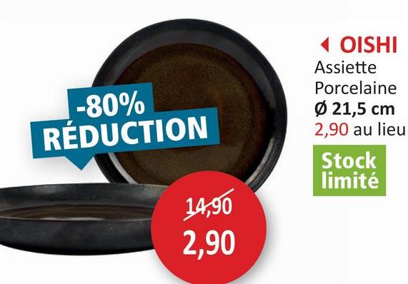 OISHI Assiette Porcelaine Ø 21,5 cm